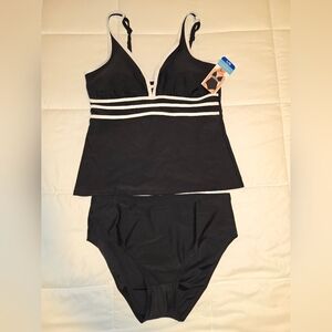 Christina Black and White Tankini and Bottom Size Large